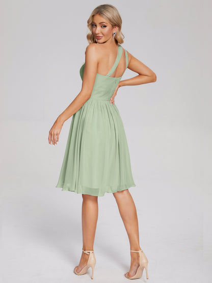 Arielle One Shoulder Knee Length Chiffon Bridesmaid Dress