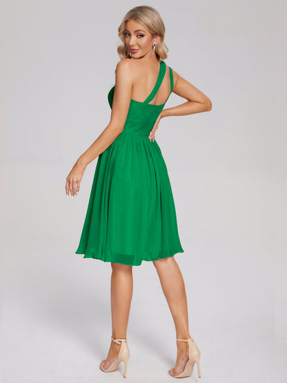 Arielle One Shoulder Knee Length Chiffon Bridesmaid Dress