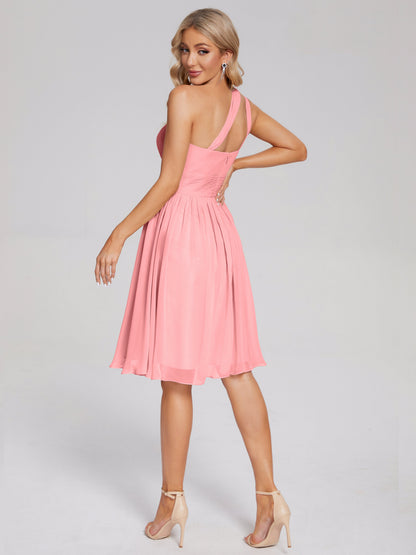 Arielle One Shoulder Knee Length Chiffon Bridesmaid Dress