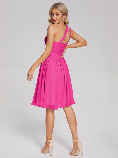 Arielle One Shoulder Knee Length Chiffon Bridesmaid Dress