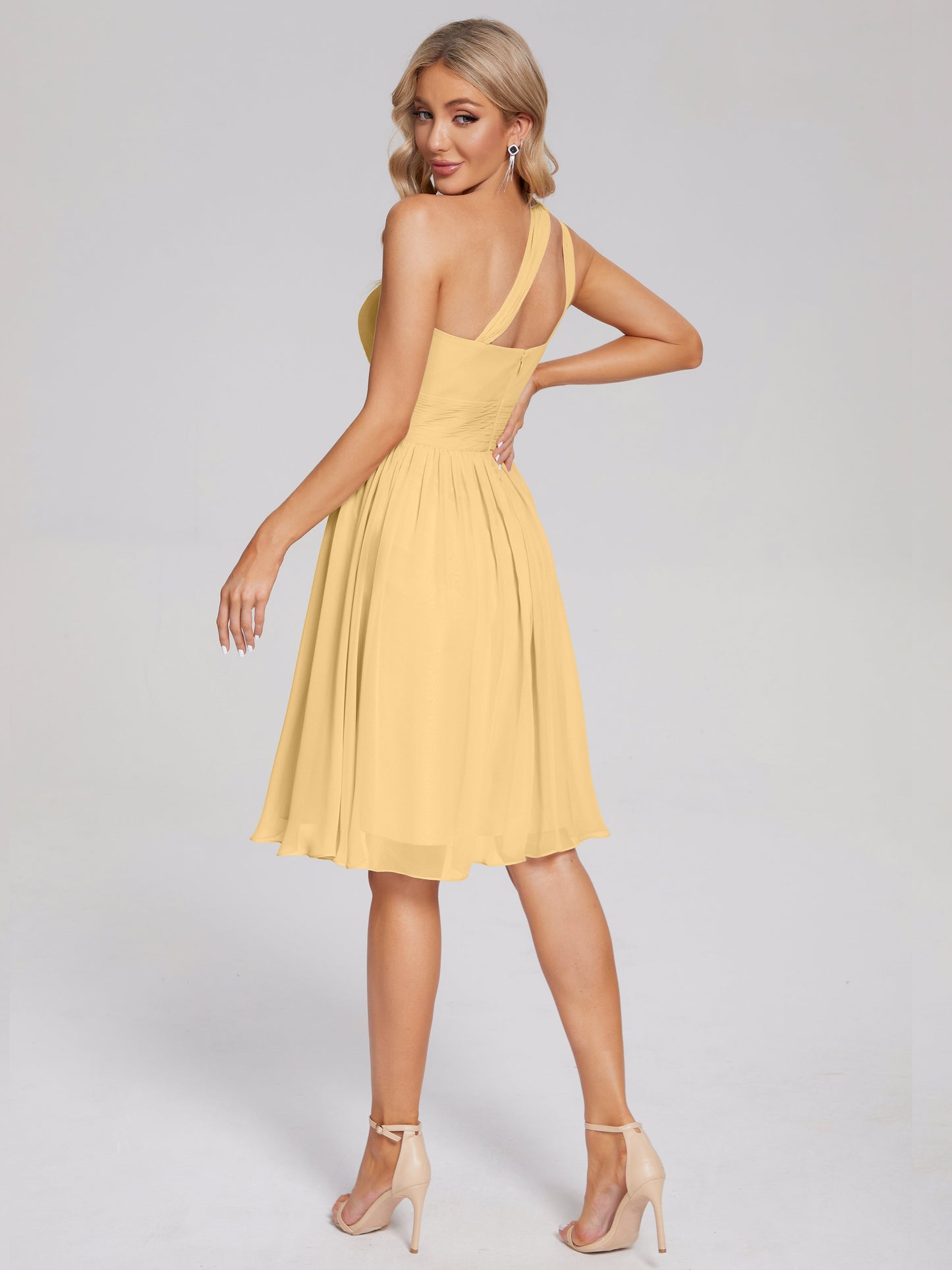 Arielle One Shoulder Knee Length Chiffon Bridesmaid Dress