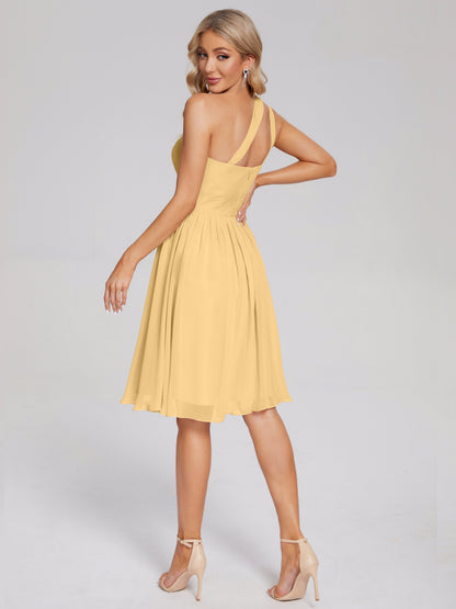 Arielle One Shoulder Knee Length Chiffon Bridesmaid Dress
