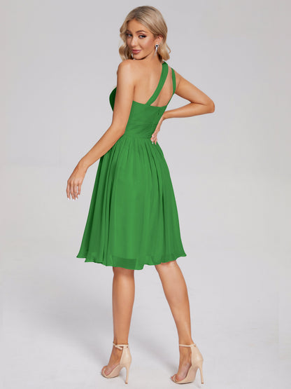 Arielle One Shoulder Knee Length Chiffon Bridesmaid Dress