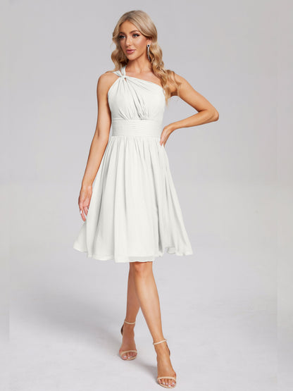 Arielle One Shoulder Knee Length Chiffon Bridesmaid Dress