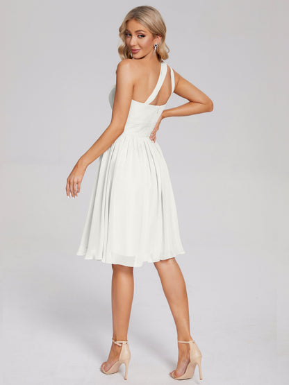 Arielle One Shoulder Knee Length Chiffon Bridesmaid Dress