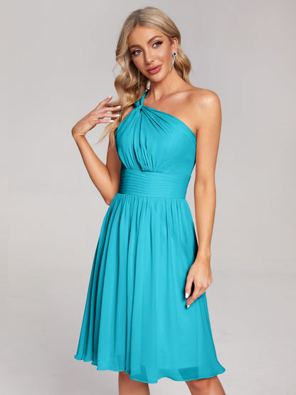 Arielle One Shoulder Knee Length Chiffon Bridesmaid Dress