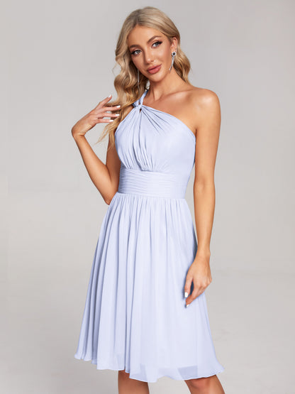 Arielle One Shoulder Knee Length Chiffon Bridesmaid Dress