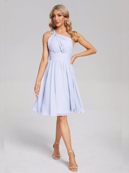 Arielle One Shoulder Knee Length Chiffon Bridesmaid Dress