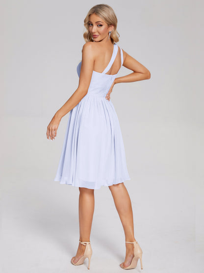 Arielle One Shoulder Knee Length Chiffon Bridesmaid Dress