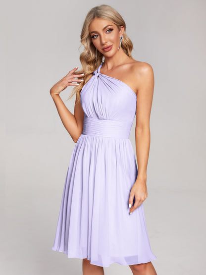 Arielle One Shoulder Knee Length Chiffon Bridesmaid Dress
