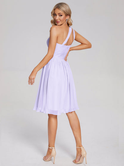 Arielle One Shoulder Knee Length Chiffon Bridesmaid Dress