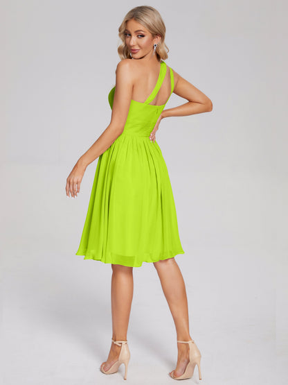 Arielle One Shoulder Knee Length Chiffon Bridesmaid Dress