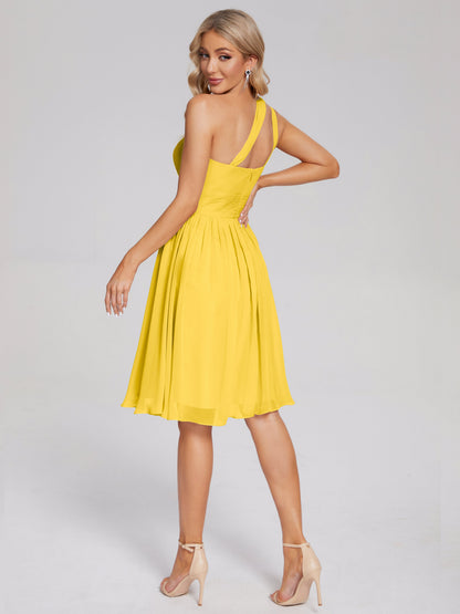 Arielle One Shoulder Knee Length Chiffon Bridesmaid Dress