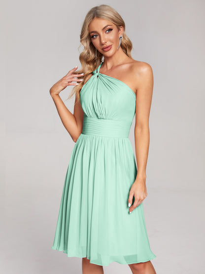 Arielle One Shoulder Knee Length Chiffon Bridesmaid Dress