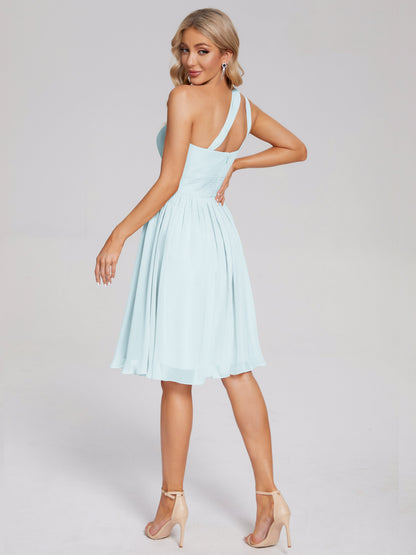 Arielle One Shoulder Knee Length Chiffon Bridesmaid Dress