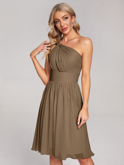 Arielle One Shoulder Knee Length Chiffon Bridesmaid Dress