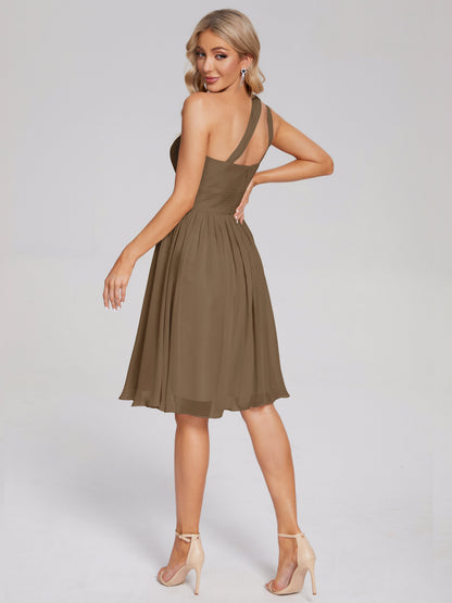 Arielle One Shoulder Knee Length Chiffon Bridesmaid Dress