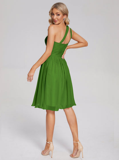 Arielle One Shoulder Knee Length Chiffon Bridesmaid Dress