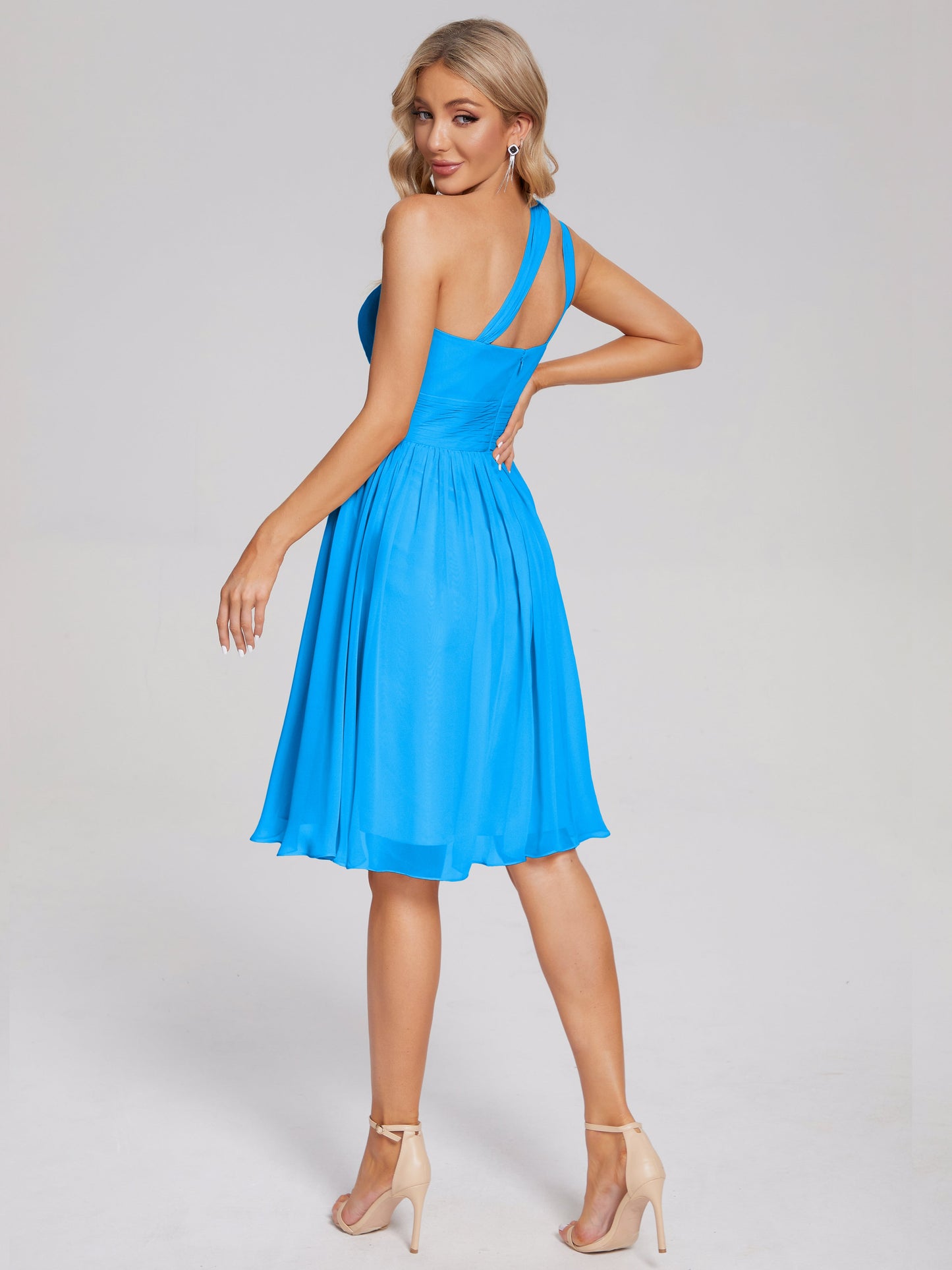 Arielle One Shoulder Knee Length Chiffon Bridesmaid Dress