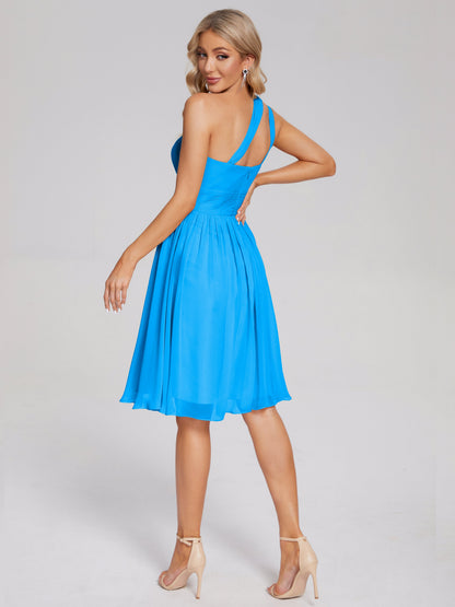 Arielle One Shoulder Knee Length Chiffon Bridesmaid Dress