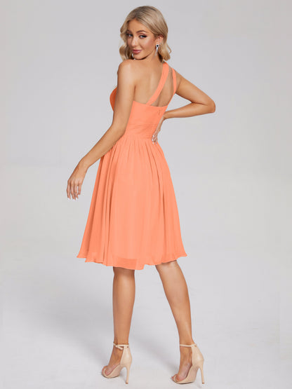Arielle One Shoulder Knee Length Chiffon Bridesmaid Dress