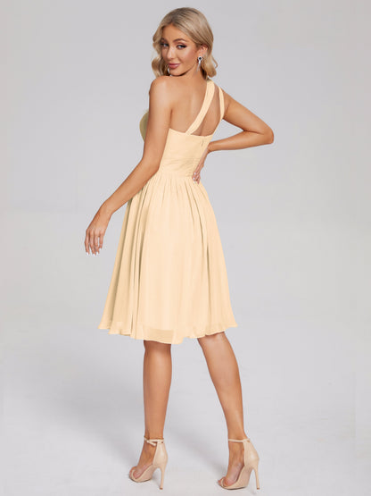 Arielle One Shoulder Knee Length Chiffon Bridesmaid Dress