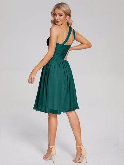 Arielle One Shoulder Knee Length Chiffon Bridesmaid Dress