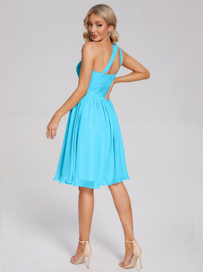 Arielle One Shoulder Knee Length Chiffon Bridesmaid Dress