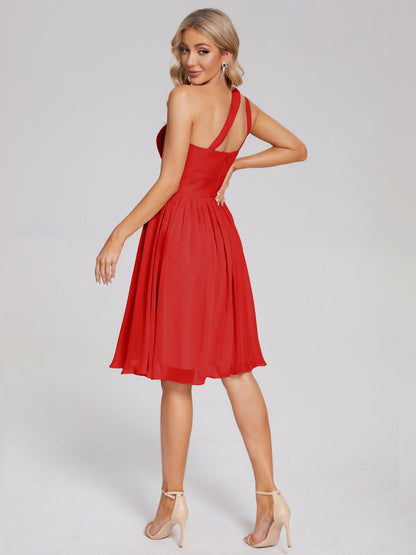 Arielle One Shoulder Knee Length Chiffon Bridesmaid Dress