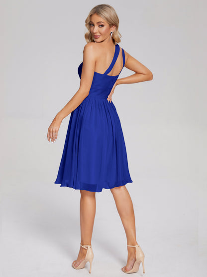 Arielle One Shoulder Knee Length Chiffon Bridesmaid Dress