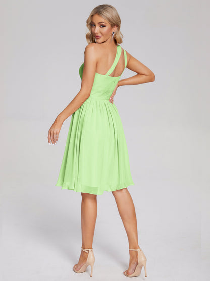 Arielle One Shoulder Knee Length Chiffon Bridesmaid Dress