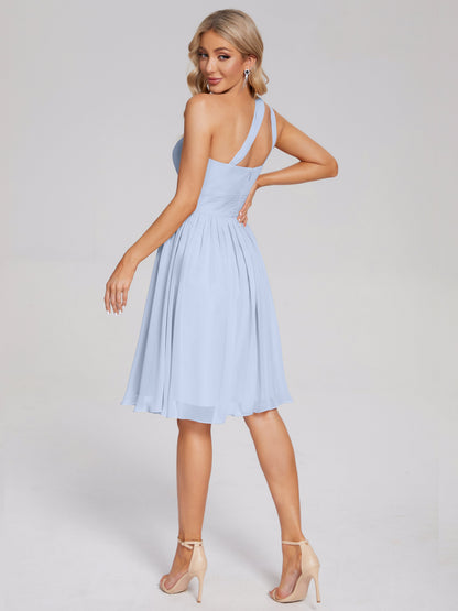 Arielle One Shoulder Knee Length Chiffon Bridesmaid Dress