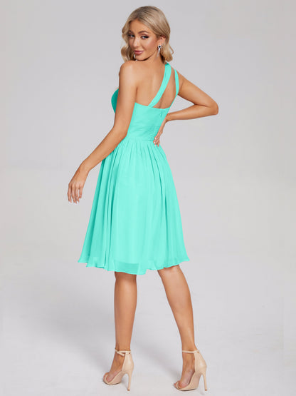 Arielle One Shoulder Knee Length Chiffon Bridesmaid Dress
