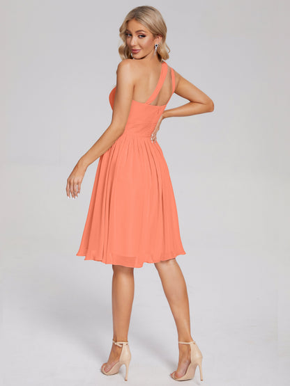 Arielle One Shoulder Knee Length Chiffon Bridesmaid Dress