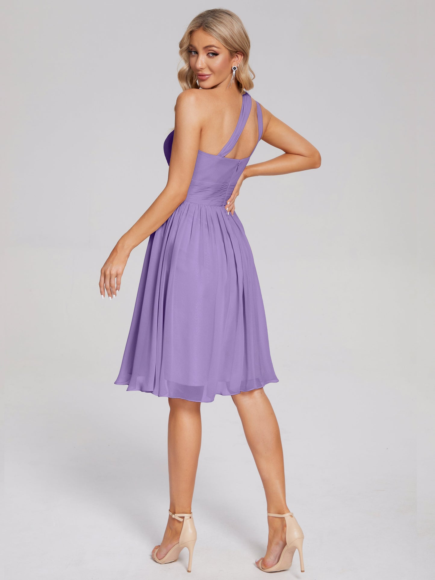Arielle One Shoulder Knee Length Chiffon Bridesmaid Dress