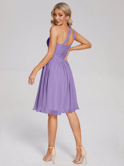 Arielle One Shoulder Knee Length Chiffon Bridesmaid Dress