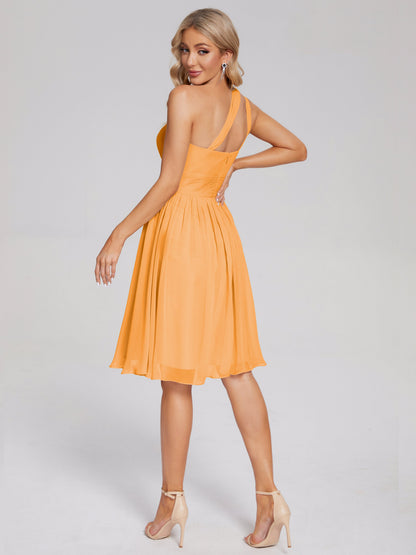 Arielle One Shoulder Knee Length Chiffon Bridesmaid Dress