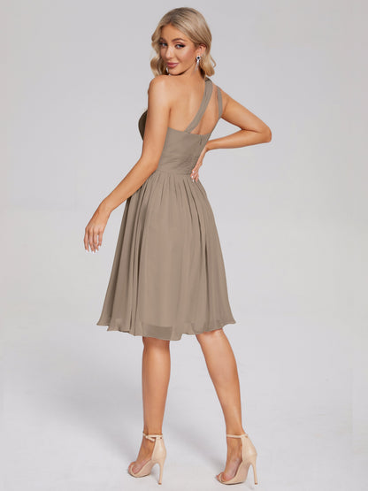 Arielle One Shoulder Knee Length Chiffon Bridesmaid Dress