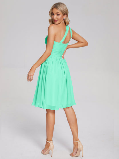Arielle One Shoulder Knee Length Chiffon Bridesmaid Dress