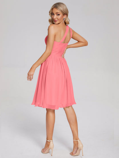 Arielle One Shoulder Knee Length Chiffon Bridesmaid Dress