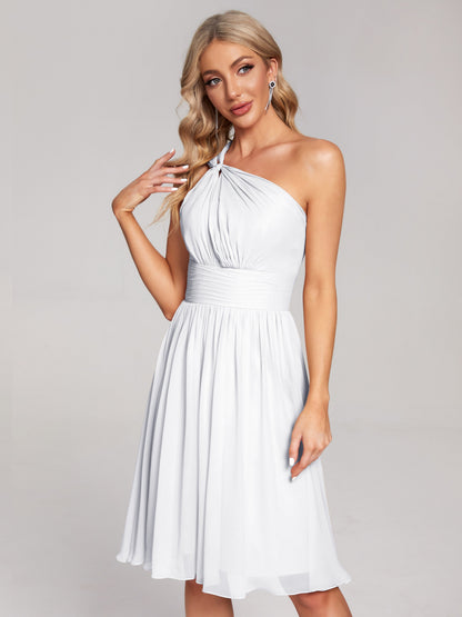 Arielle One Shoulder Knee Length Chiffon Bridesmaid Dress