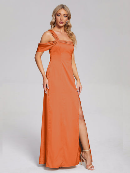 Raelyn One Shoulder Side Slit Soft Satin Bridesmaid Dress