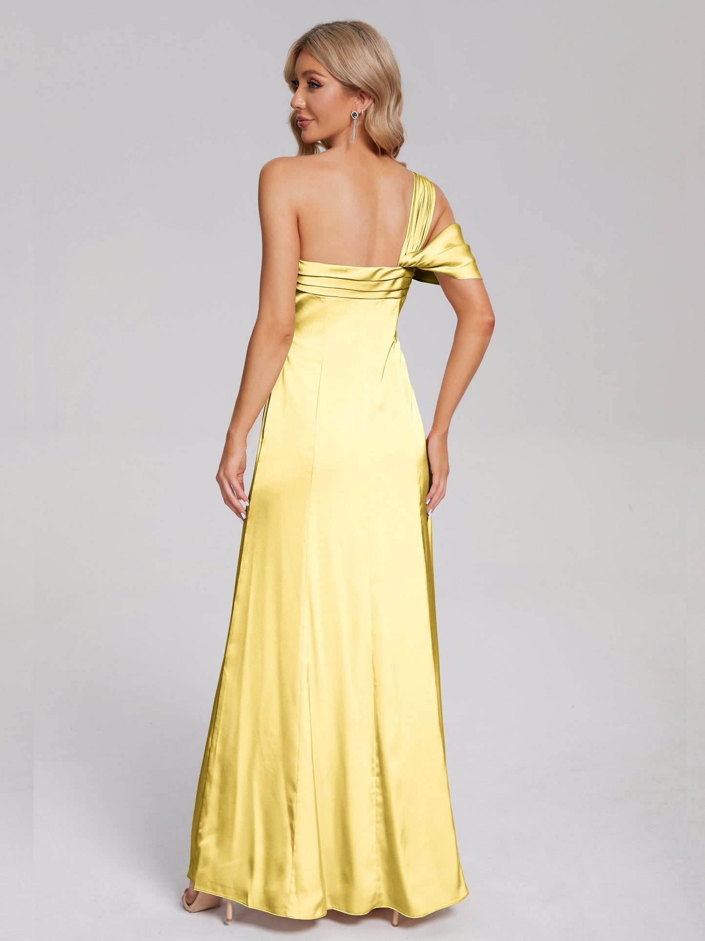 Raelyn One Shoulder Side Slit Soft Satin Bridesmaid Dress