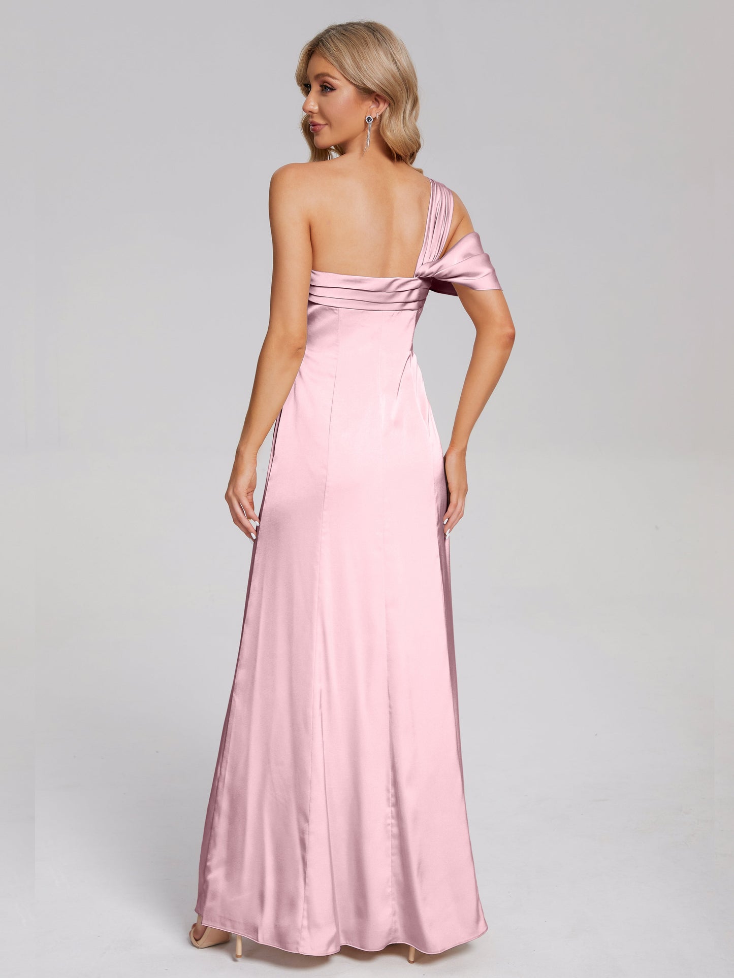Raelyn One Shoulder Side Slit Soft Satin Bridesmaid Dress