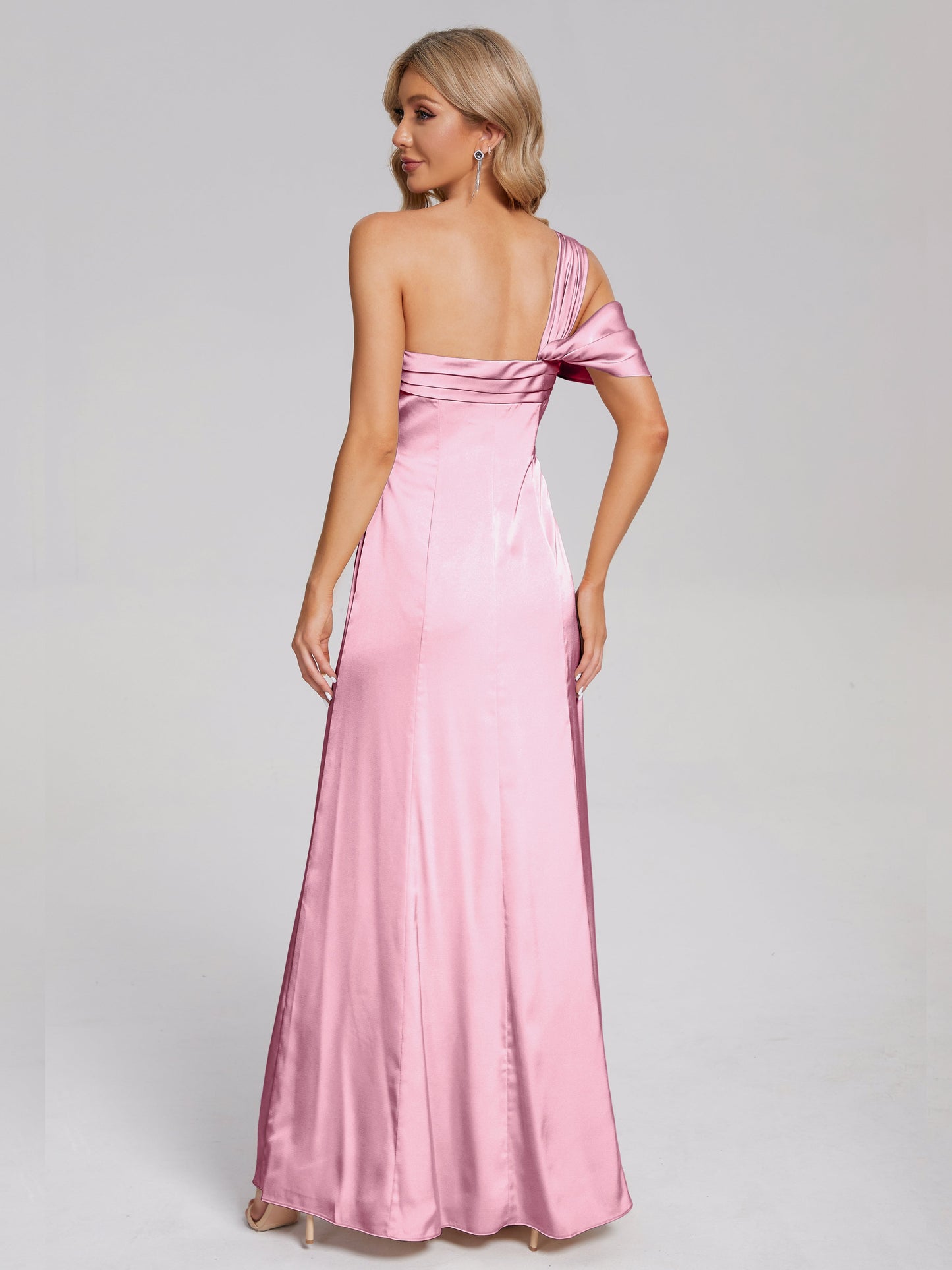 Raelyn One Shoulder Side Slit Soft Satin Bridesmaid Dress
