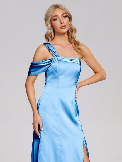 Raelyn One Shoulder Side Slit Soft Satin Bridesmaid Dress