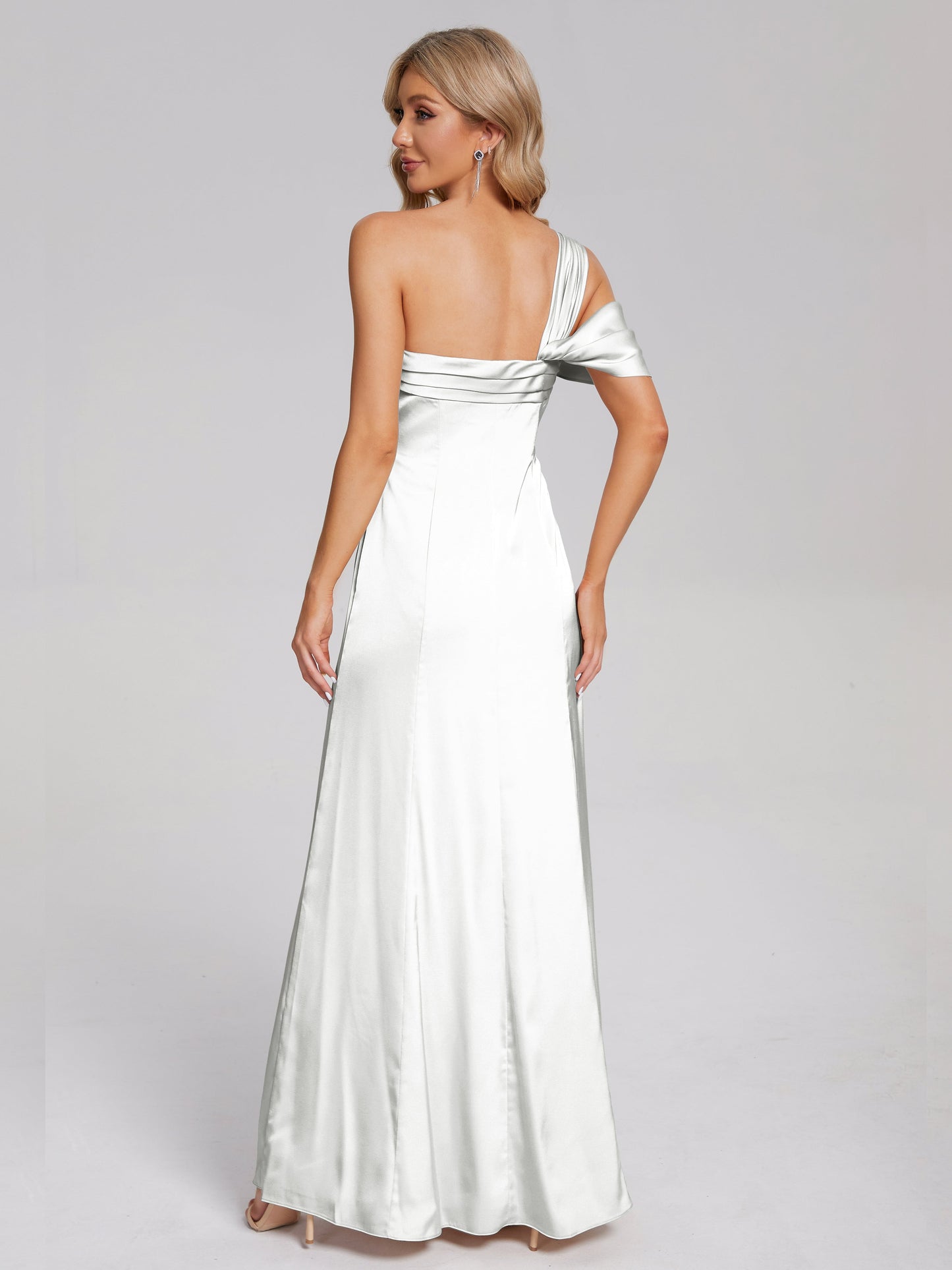 Raelyn One Shoulder Side Slit Soft Satin Bridesmaid Dress