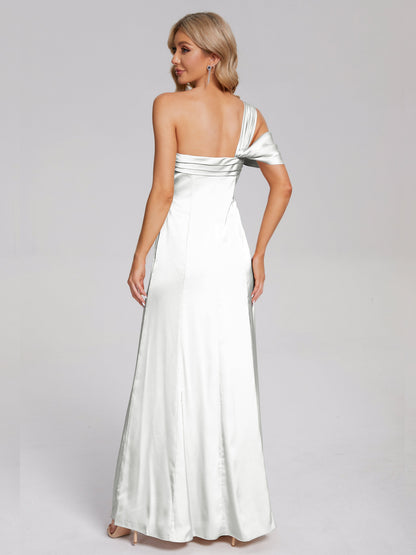 Raelyn One Shoulder Side Slit Soft Satin Bridesmaid Dress