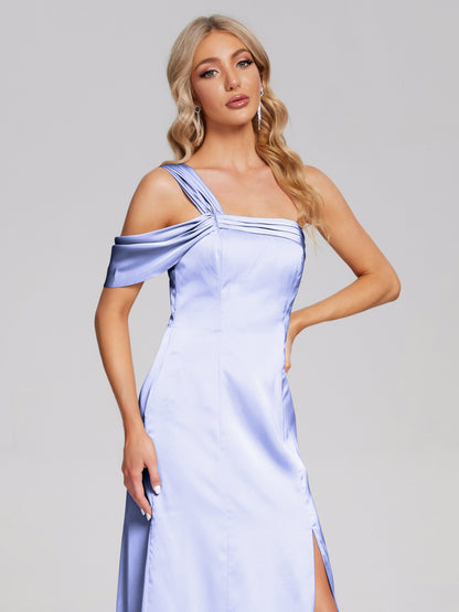 Raelyn One Shoulder Side Slit Soft Satin Bridesmaid Dress