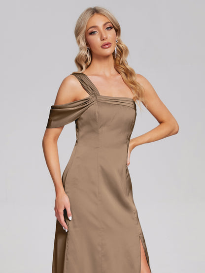 Raelyn One Shoulder Side Slit Soft Satin Bridesmaid Dress